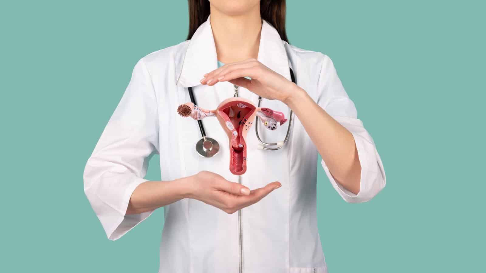 female doctor with uterus.