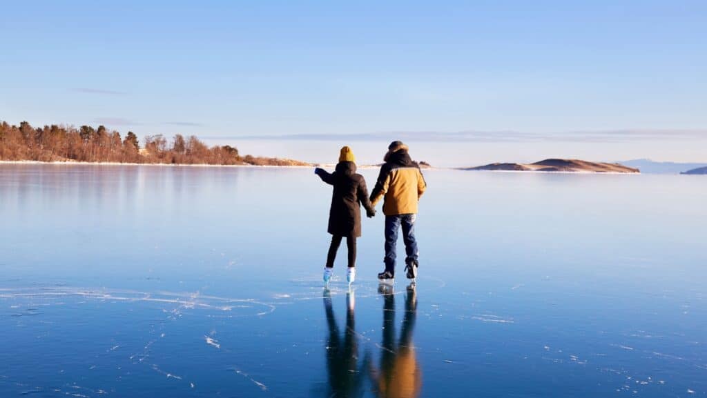 ice skating on ice. 