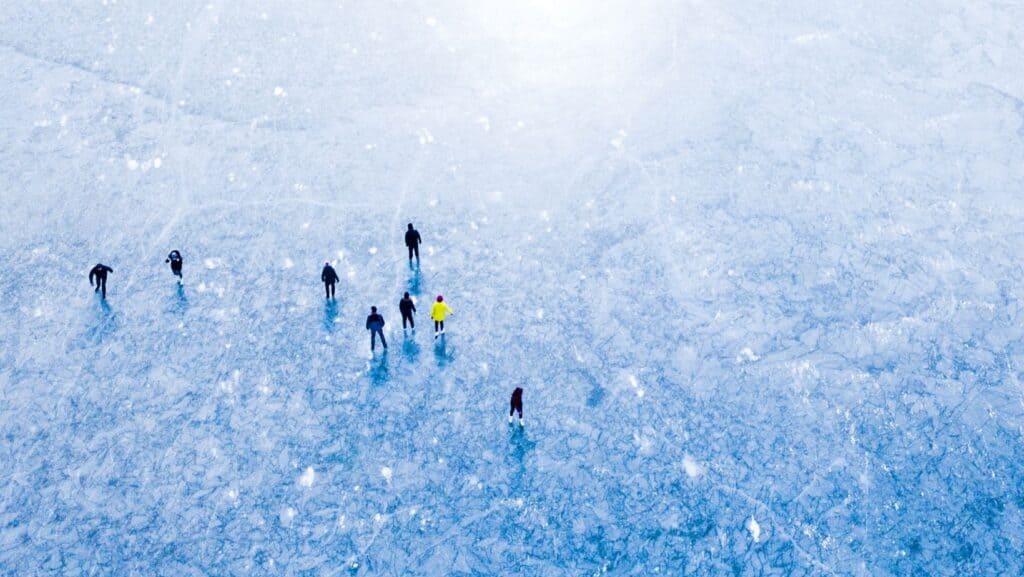 people on ice. 