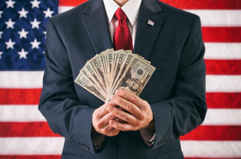 Politician:,Man,Holding,Fanned,Out,Us,Currency