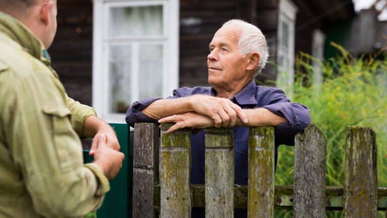 talking to neighbors.