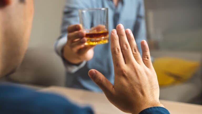 Saying no to alcohol.