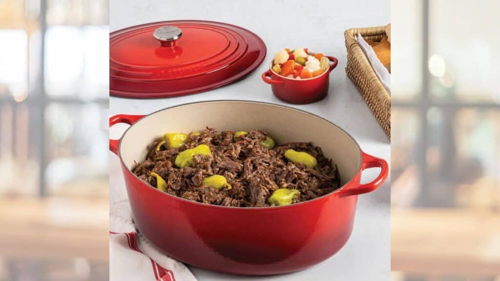 oval enamel cast iron pot.