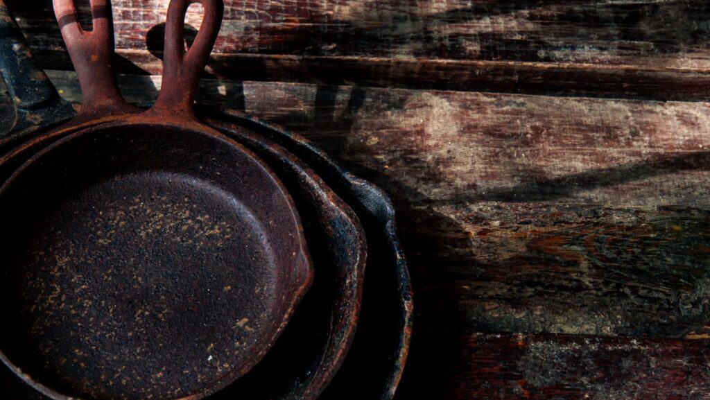 rusty cast iron pans.