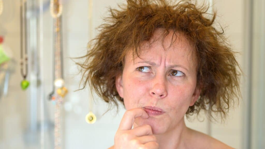 Frizzy hair.