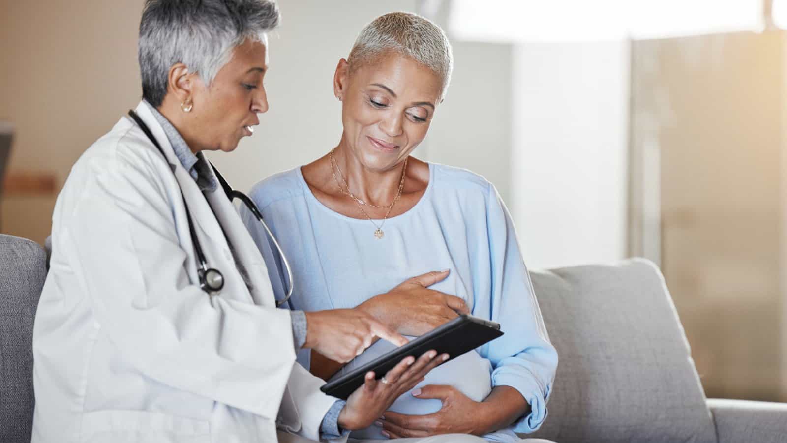 Talking to doctor.