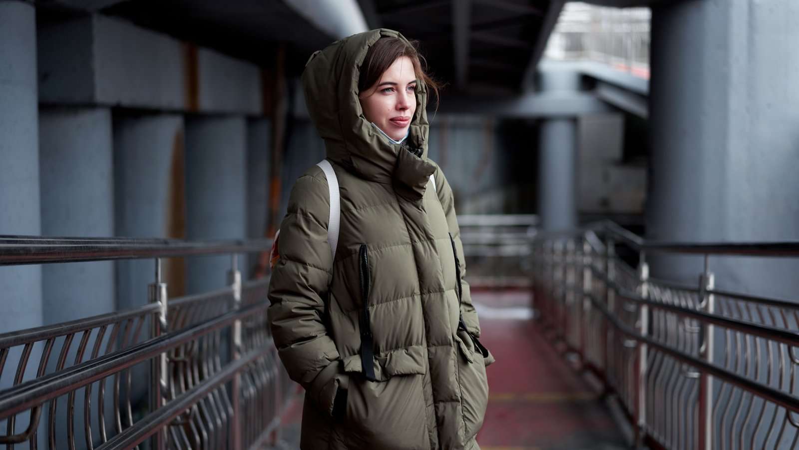 woman in parka.