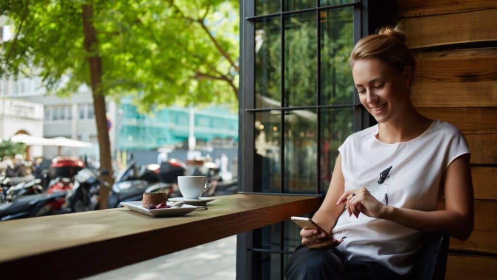 woman on phone.