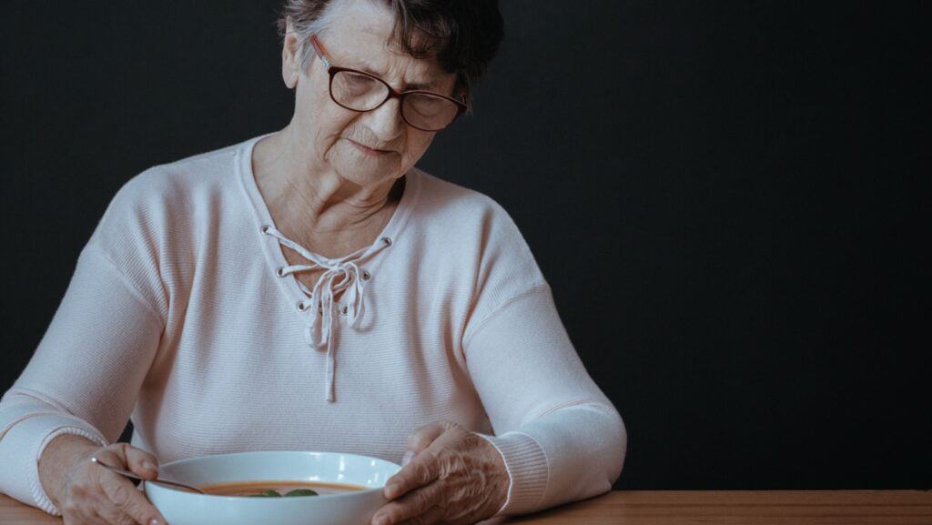 Senior upset with food.