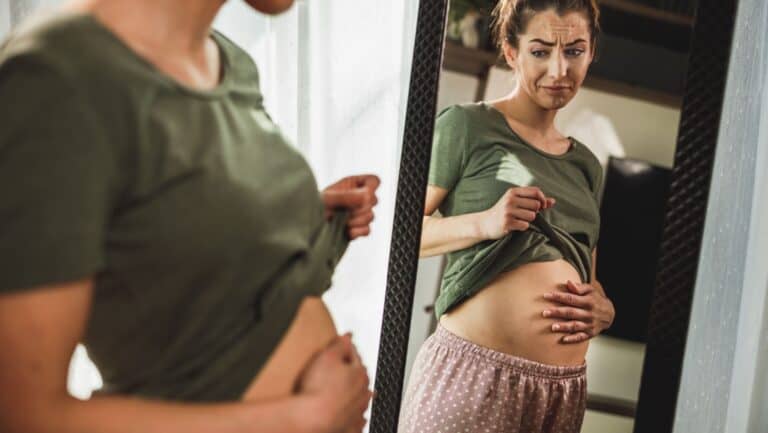 bloated woman.