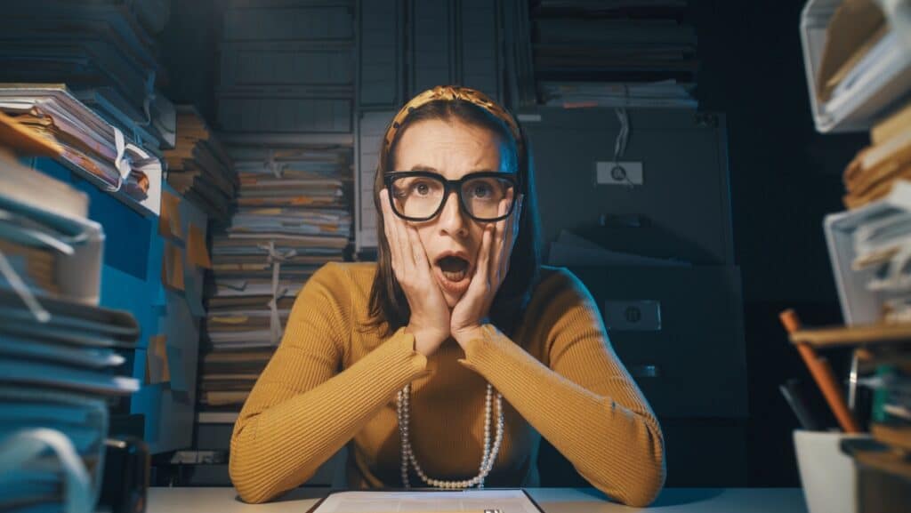 overwhelmed woman at work.