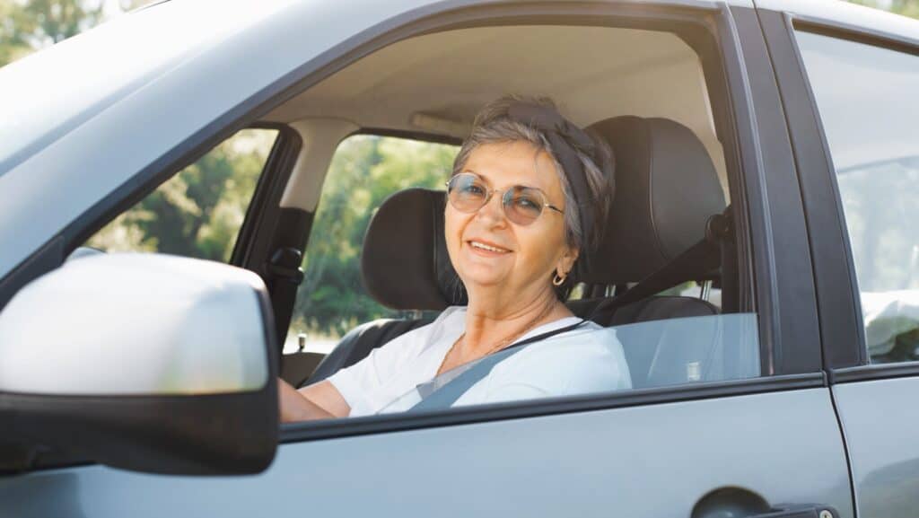 senior woman driving.