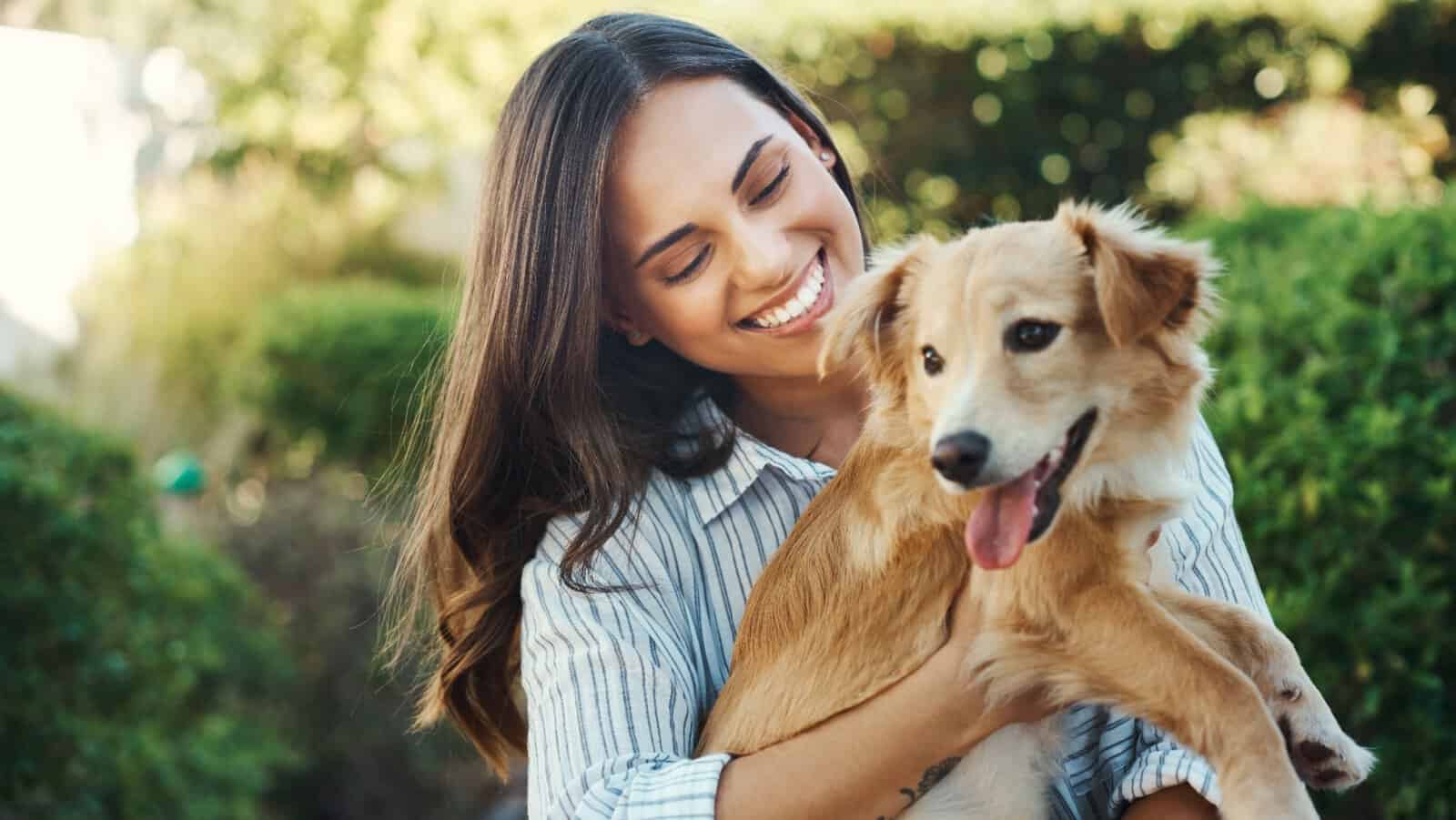 woman and dog.