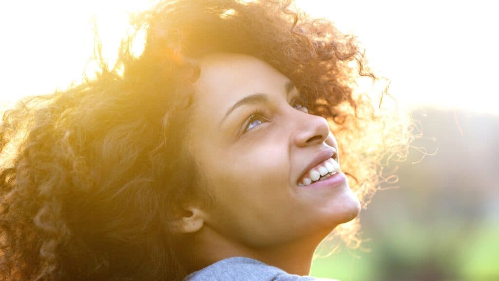 woman in sunlight.