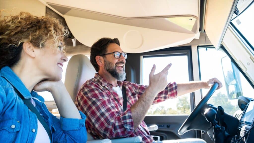 Driving an RV.