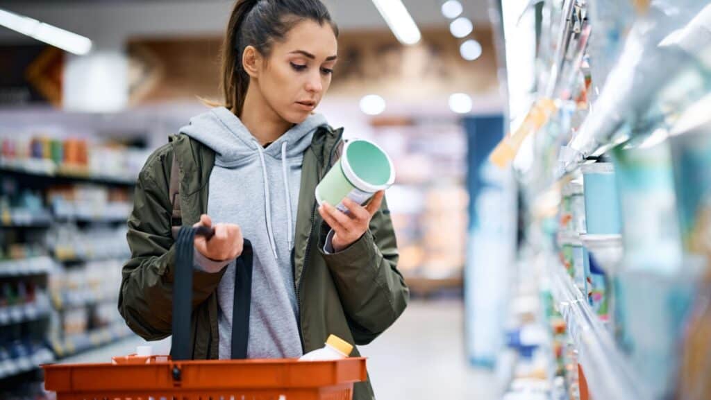 Reading food labels.