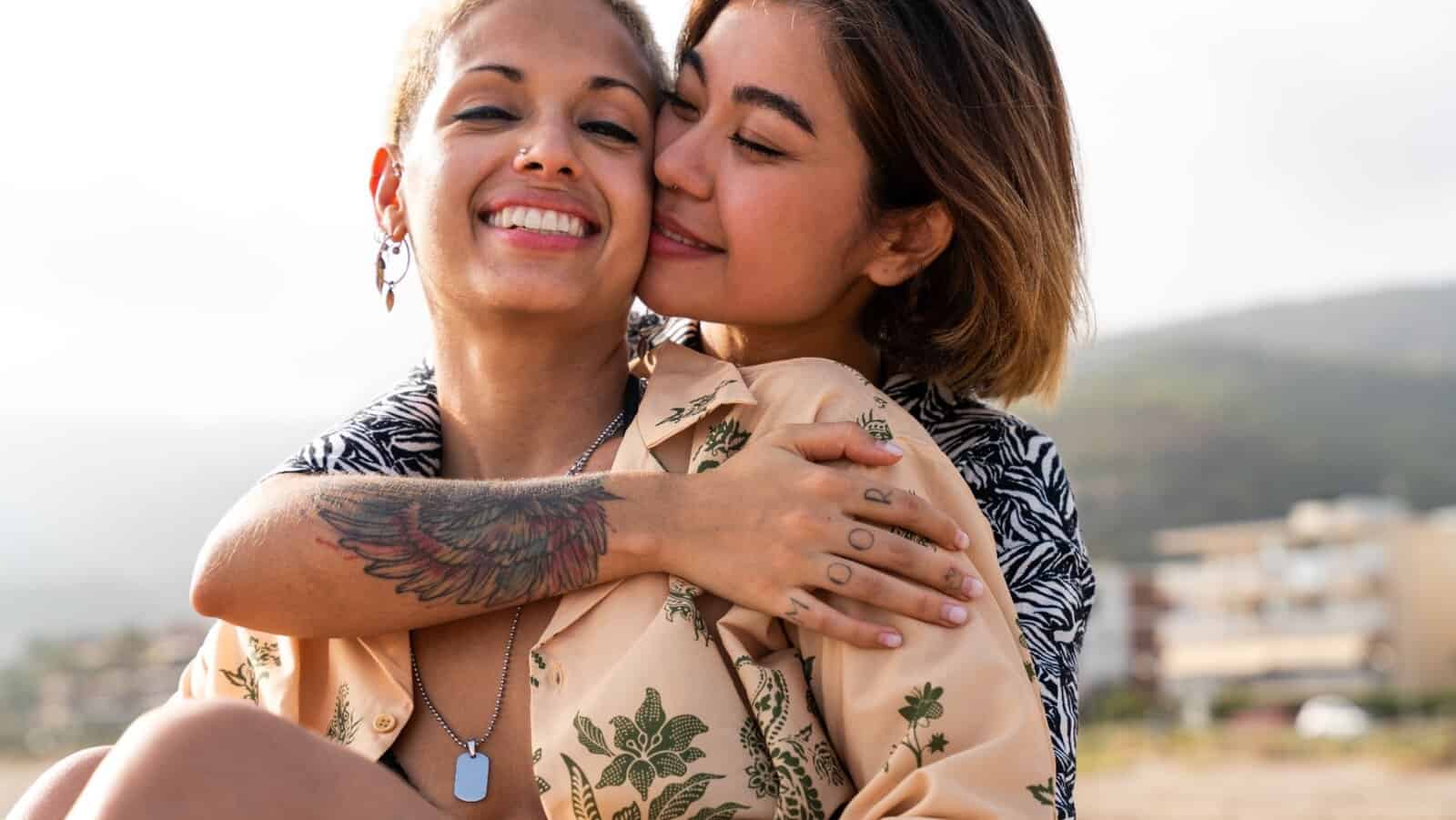 lesbian couple. Happy.