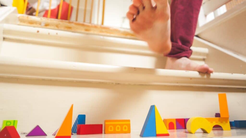 messy stairs.