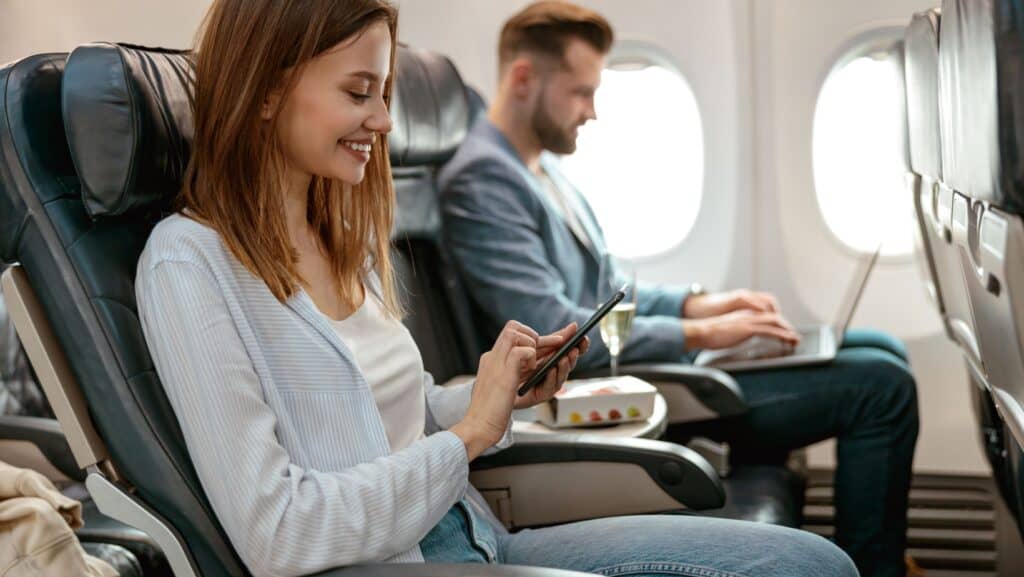 woman on plane.