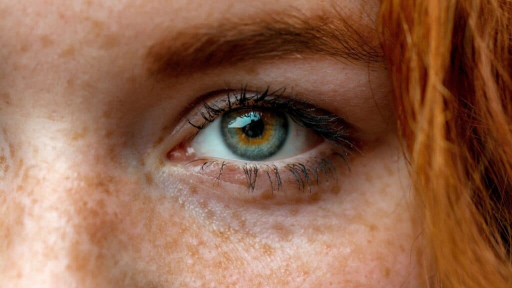 Red head Irish girl with freckles.