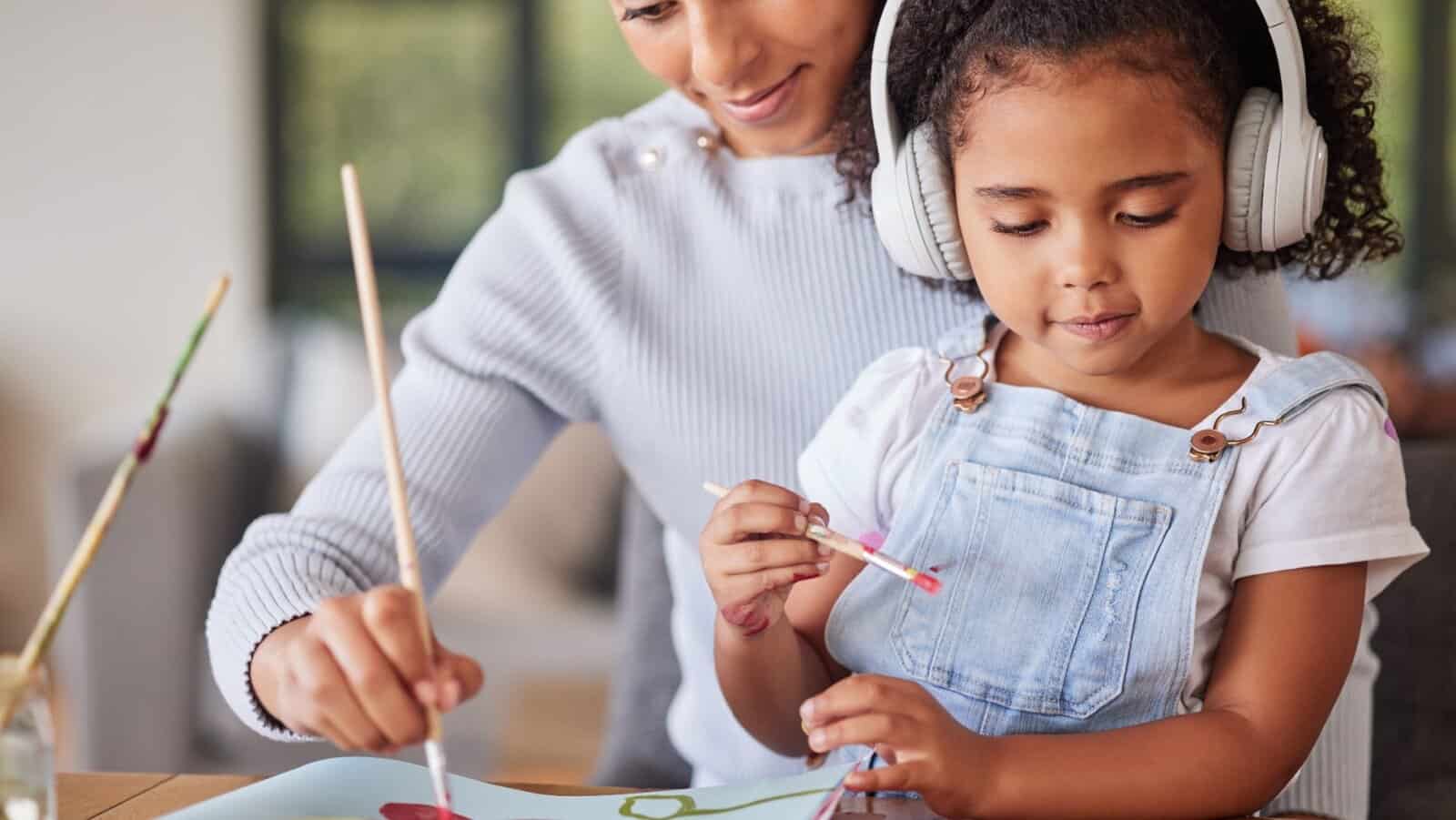 autistic girl and Mom.