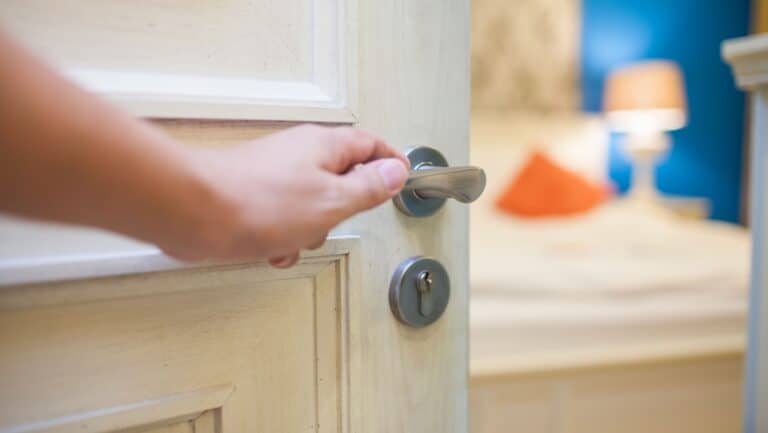bedroom door.