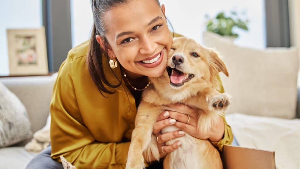 woman and dog.