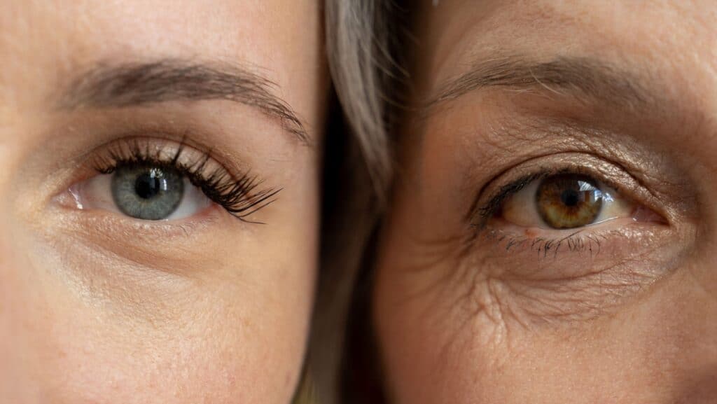 young and old eyes.