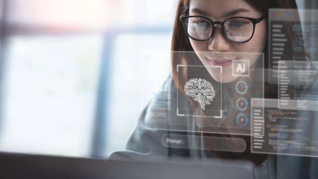 AI and woman.