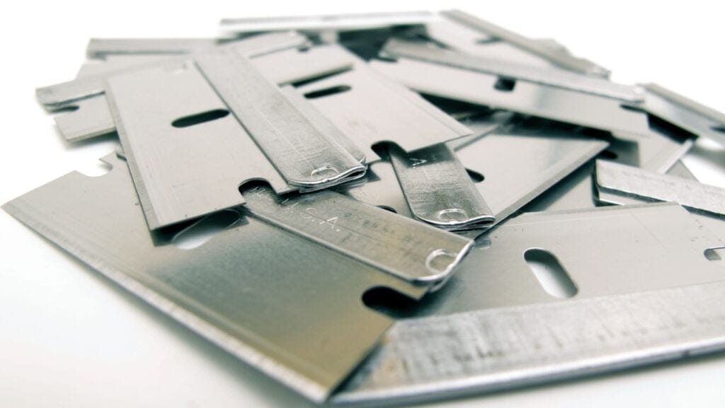 pile of razor blades.