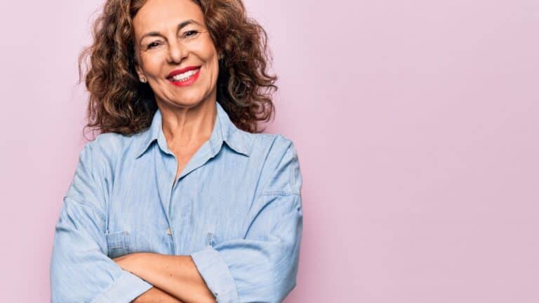 stylish happy senior woman.