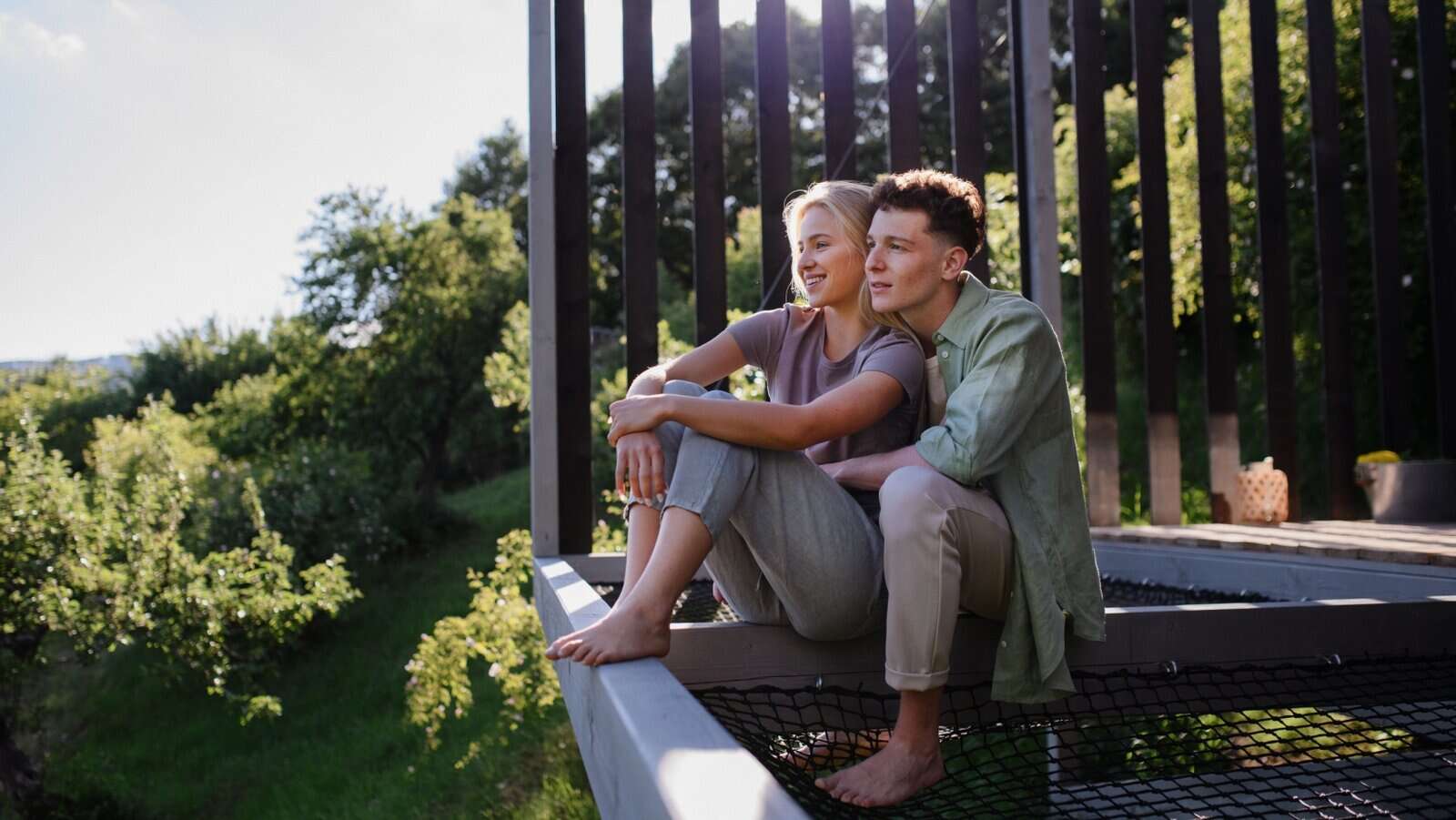 couple in remote place. relaxing vacation.
