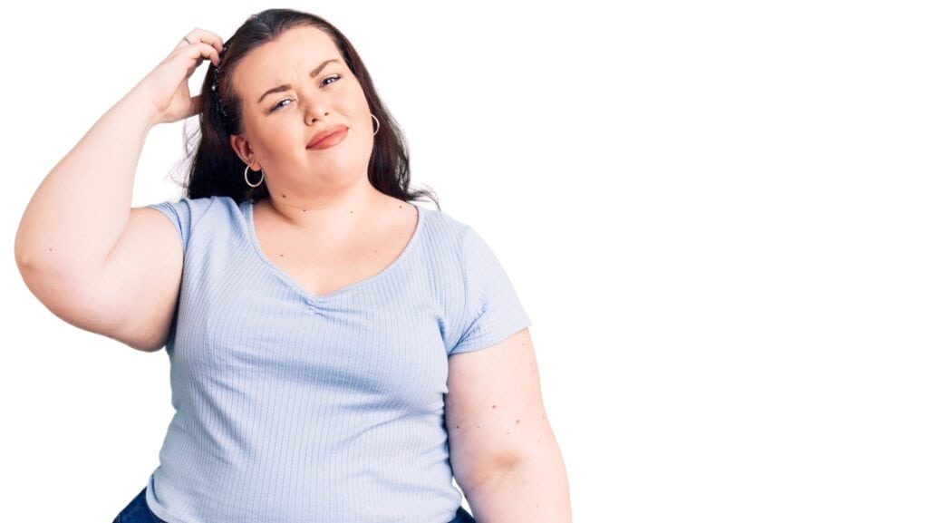 heavy person wondering.