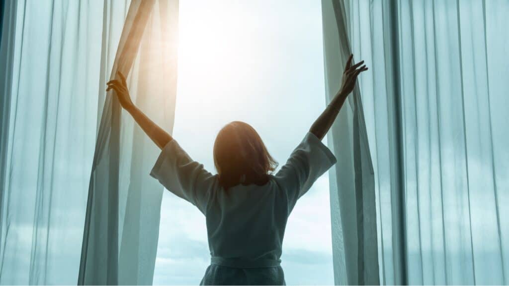 wake up morning windows curtains.
