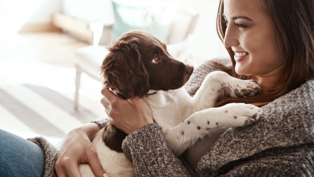woman and dog.