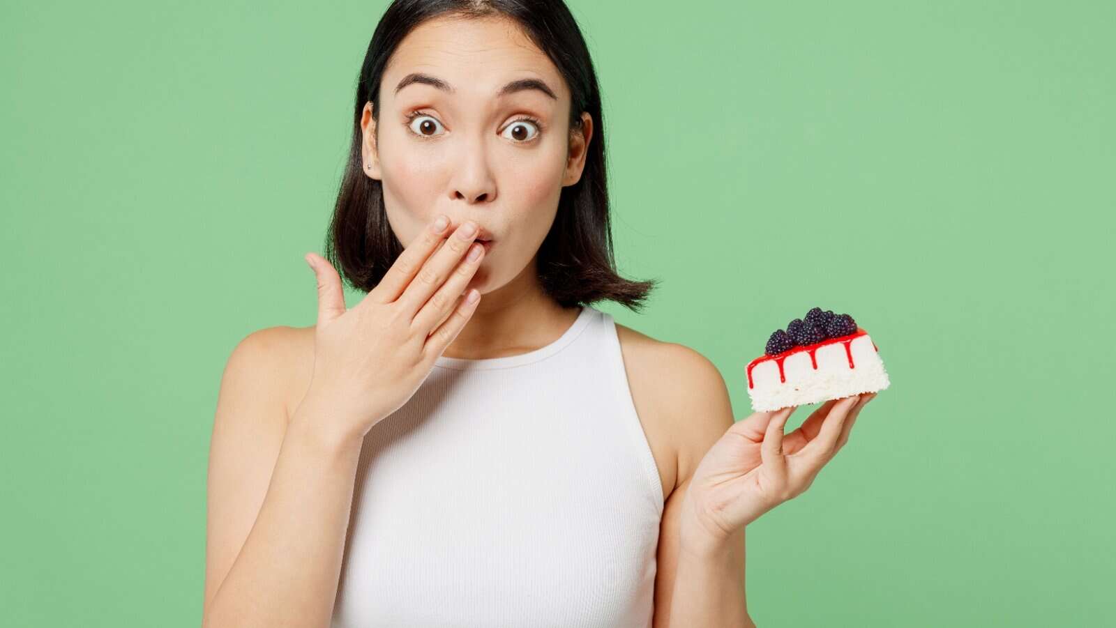 woman with cheesecake.