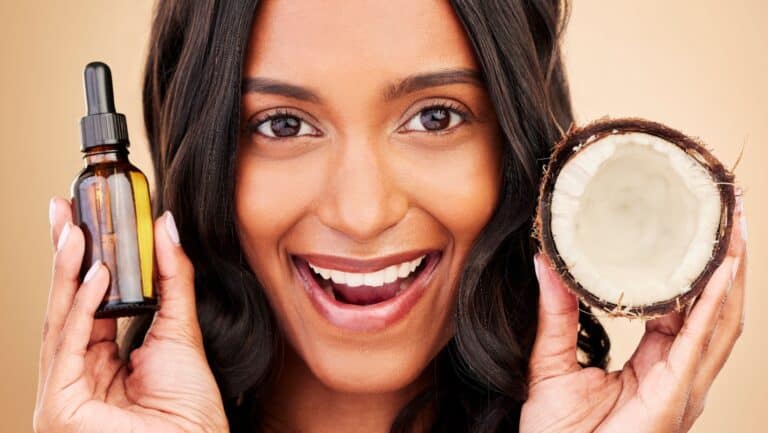 woman, coocnut oil.