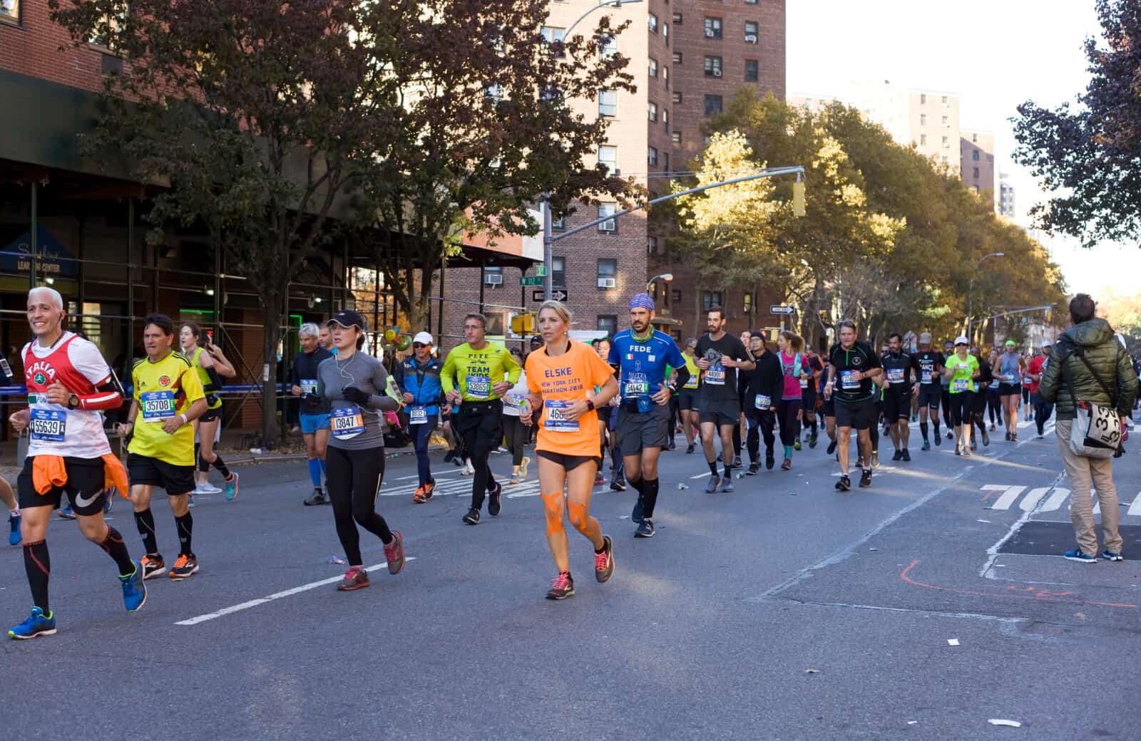 NEW YORK, NEW YORK/USA - November 4, 2018: Runners in Manhattan participate during the NYC Marathon.