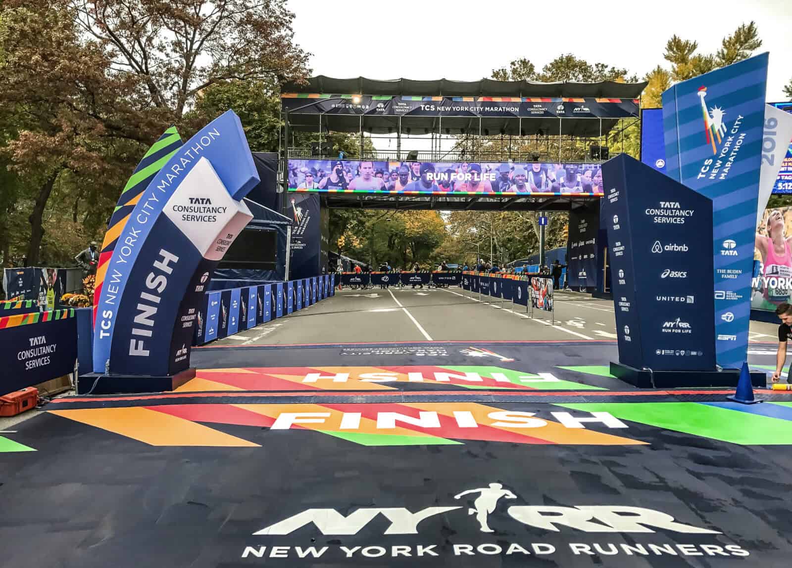 New York, November 5, 2016: The finish of the 2016 New York City Marathon one day before the event.