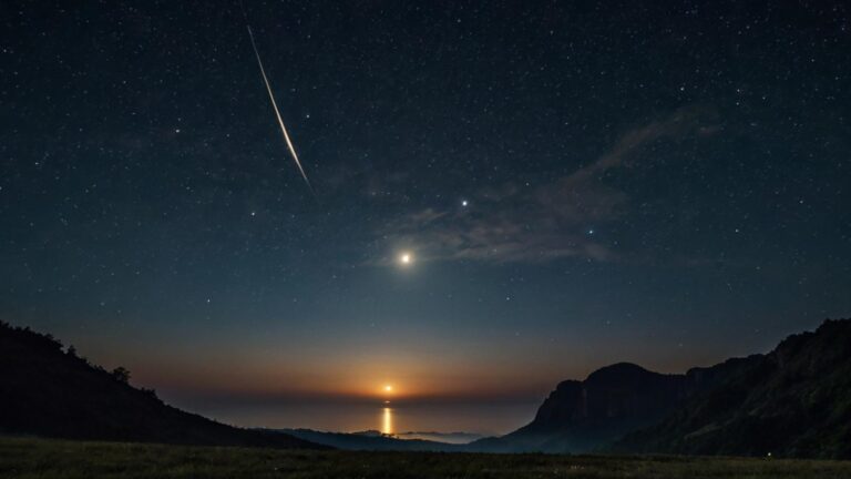 Meteor in the night sky. novalmub via 123rf.