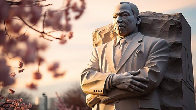 MLK statue in dramatic light. gabrielhrech via 123rf.