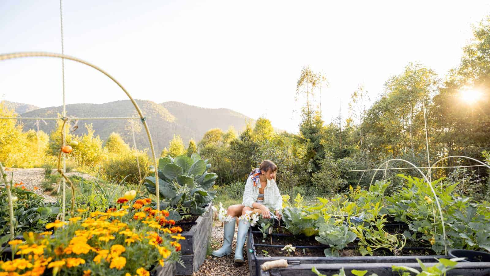 Woman In Her Backyard Garden