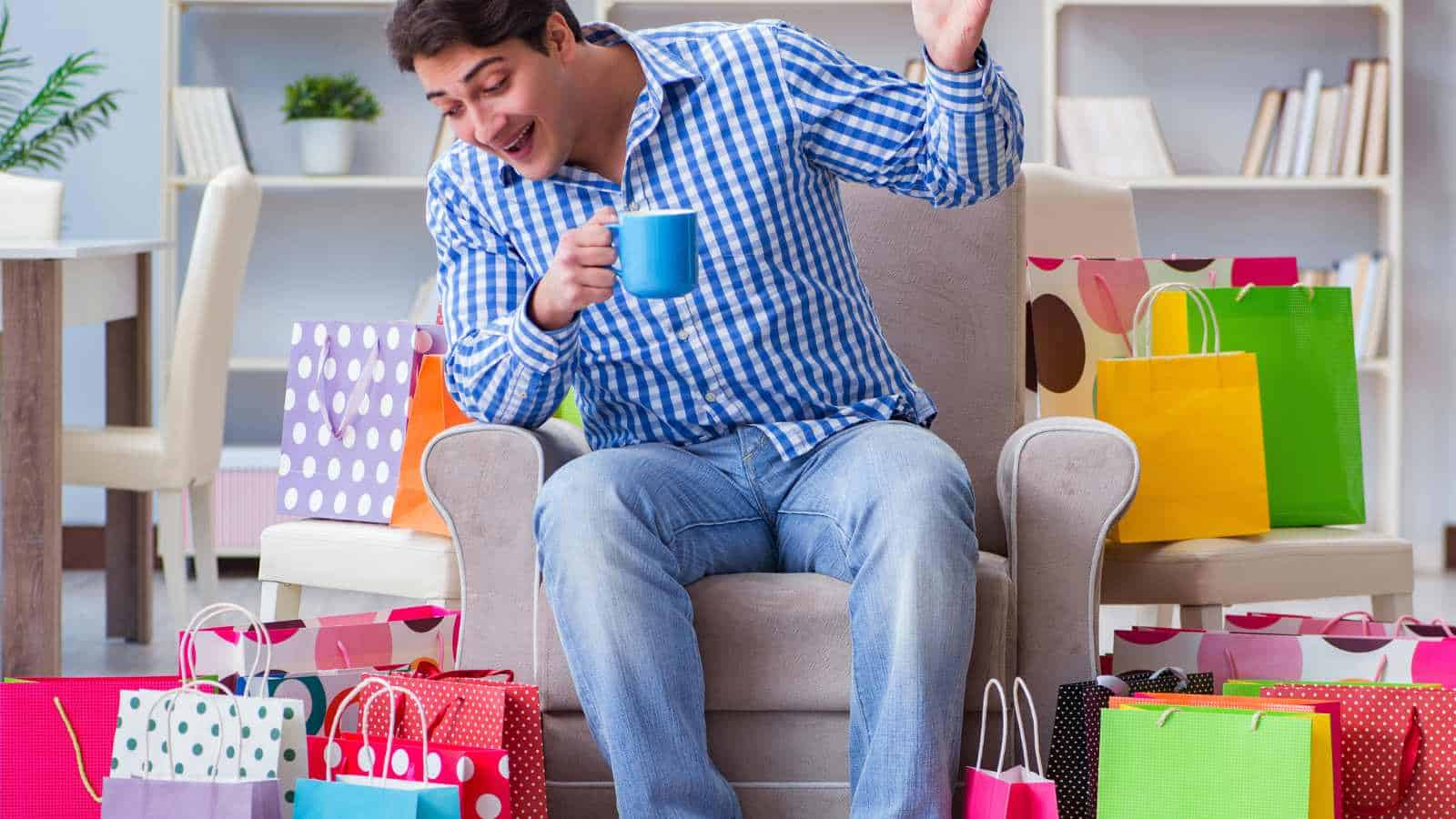 A happy man after shopping