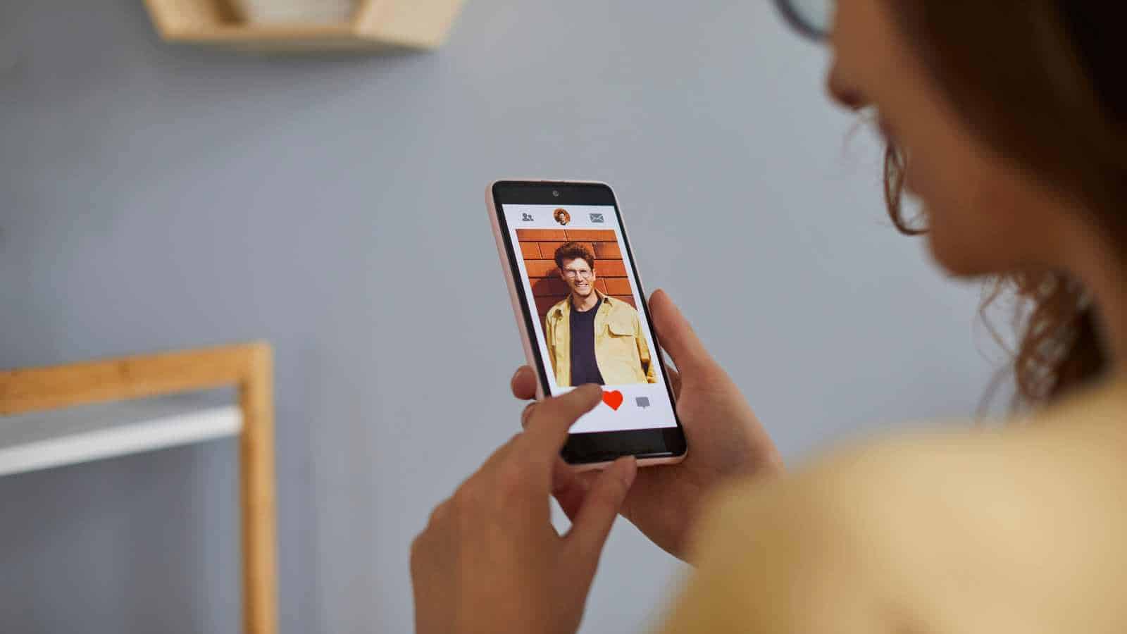 Woman Swiping Through Dating App