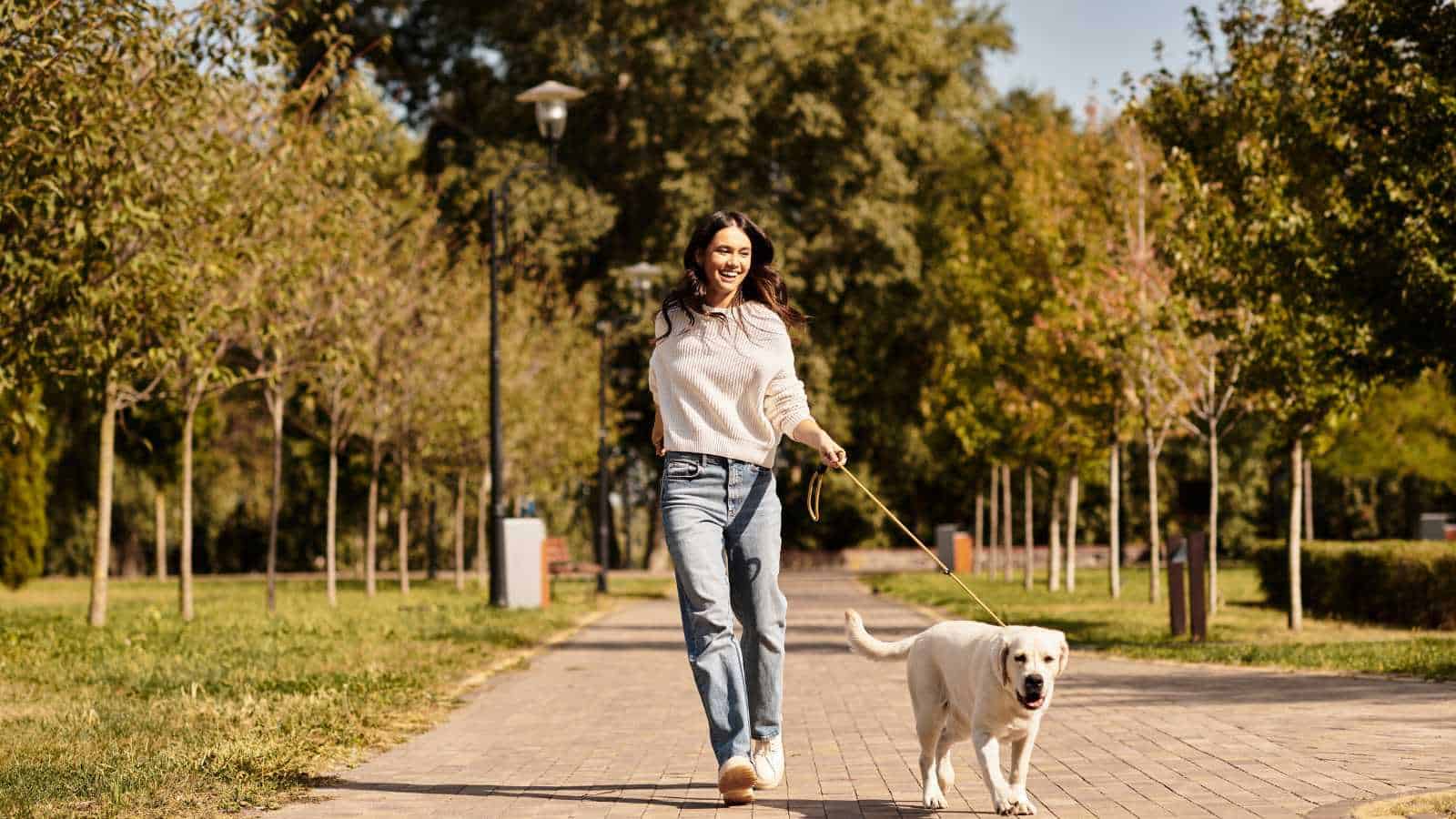 Woman Walking Her Dog