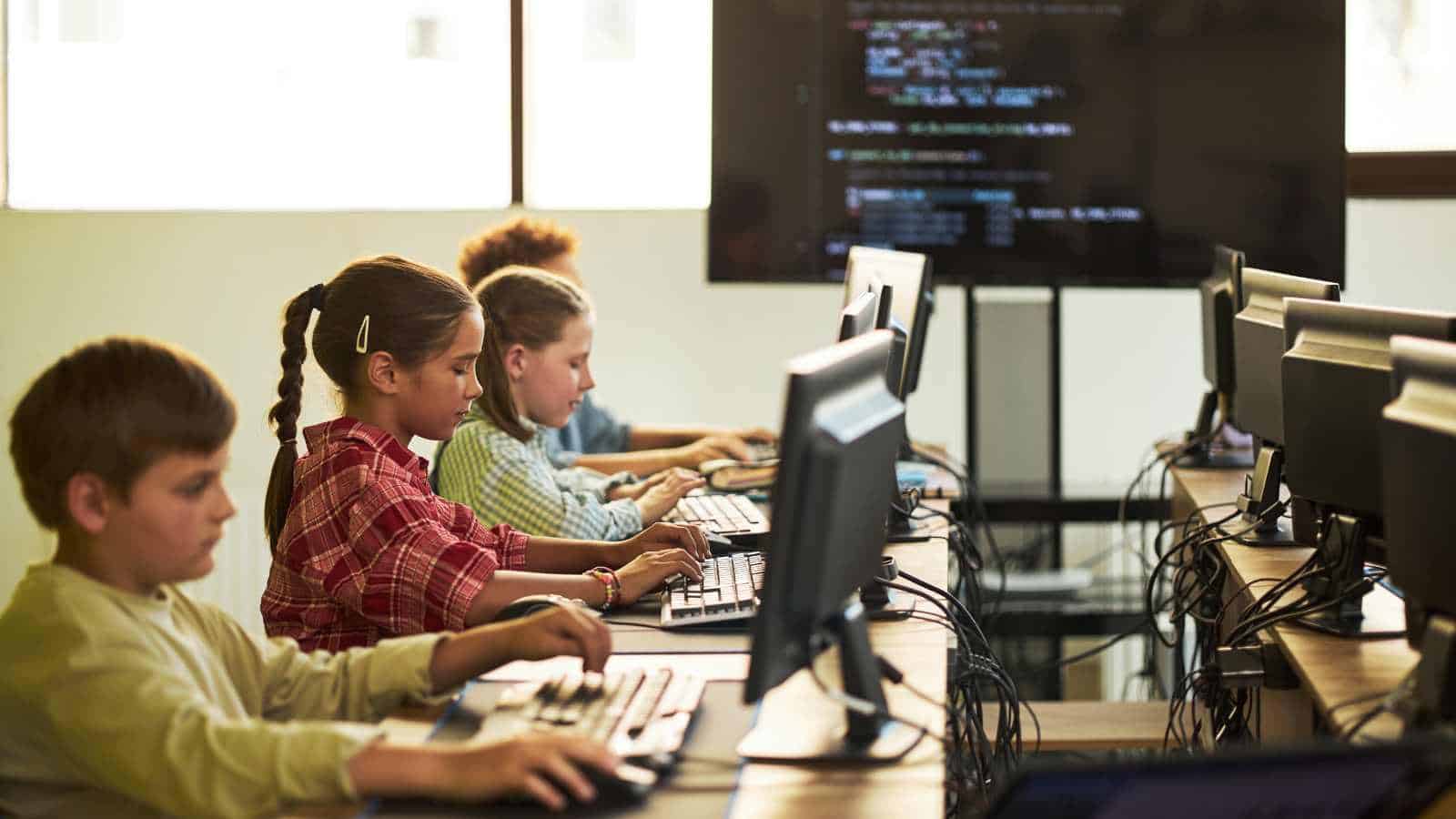 Students in a computer class