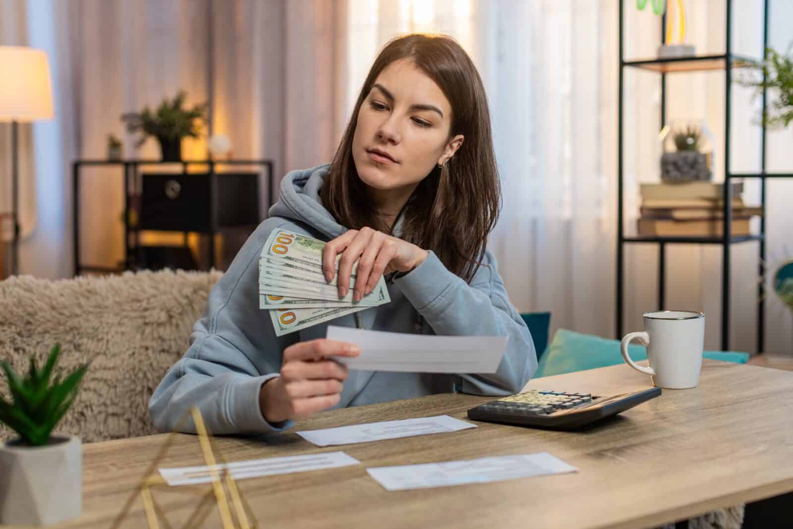 Woman counting money