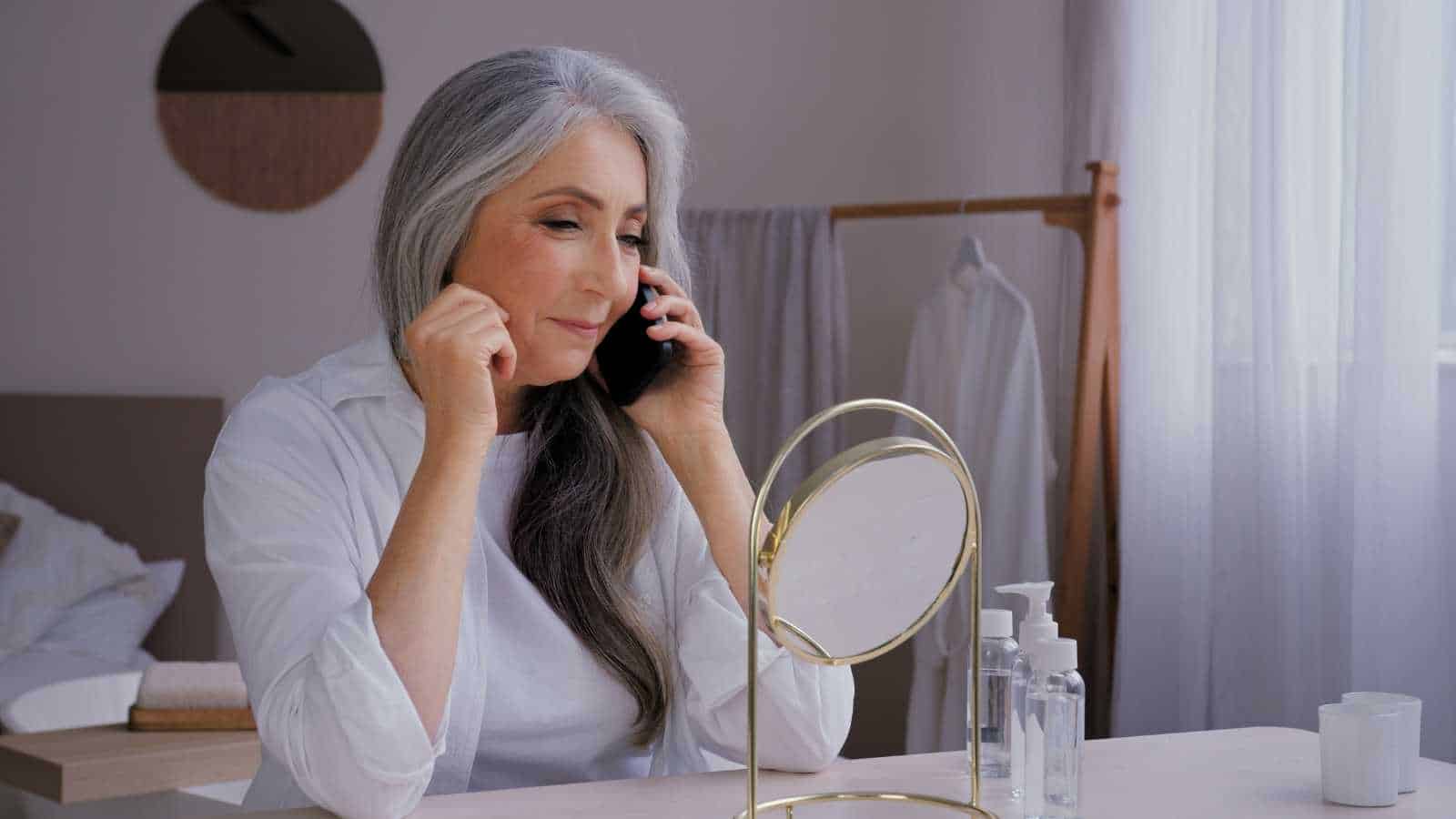 Old woman gray hair