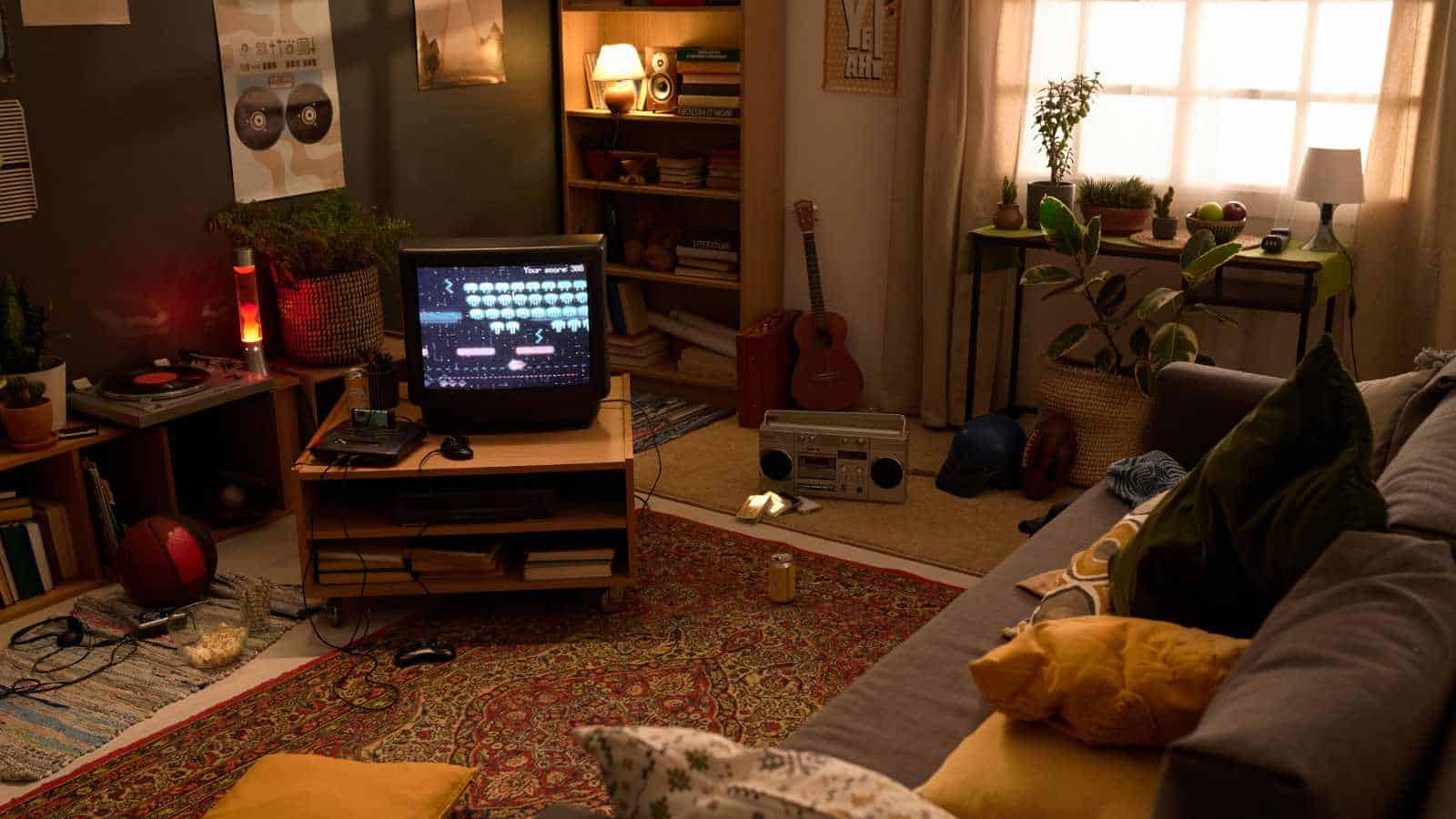The TV setup stays simple