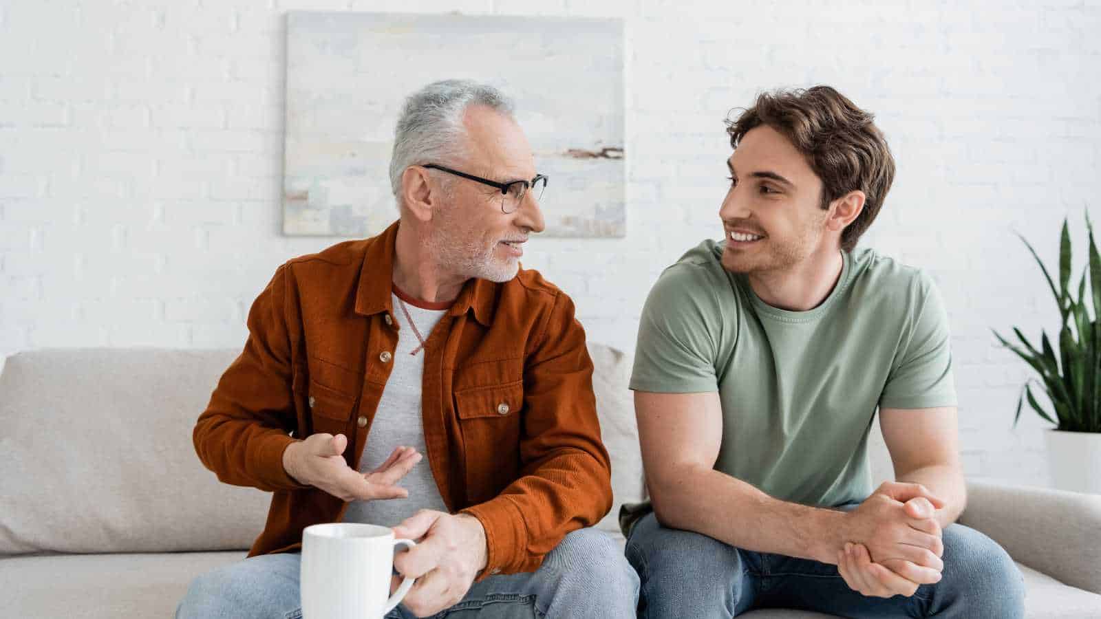 Retired dad with his son